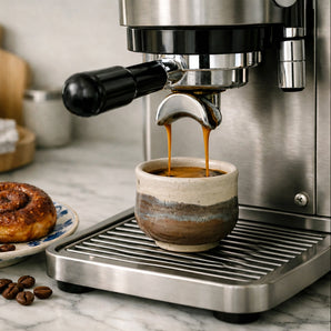 Espressomachine waar koffie uitloopt