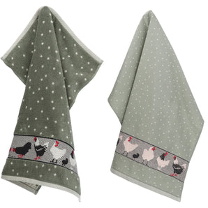 Keukendoek en Theedoek Kip Donkergroen